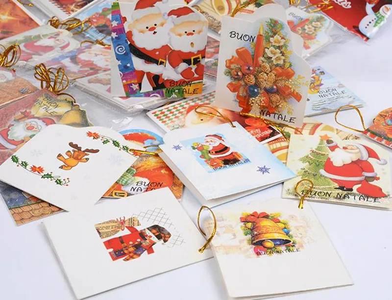 12 шт. Новогодние поздравительные Мини-открытки Санта-Клаус | Дом и сад