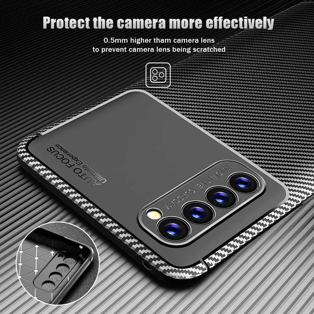 

UFlaxe Soft Phone Case for OPPO Reno2 Z 2F Reno3 5G Carbon Fiber Texture Shockproof Ultra-thin Cover JK