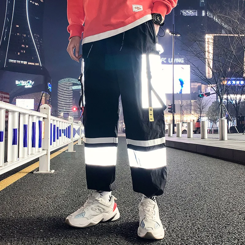 2020 светоотражающие мужские штаны шаровары в стиле хип хоп брюки карго для мужчин