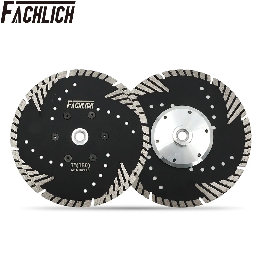 

FACHLICH 2pcs Dia 7inch/180MM Turbo Diamond Granite Saw Blades for Marble Granite Cutting Discs m14 thread for Angle Grinder