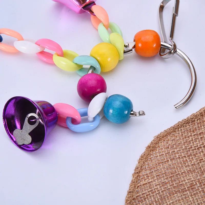Buy 1PC Parrots Toys Bird Accessories Colorful Beads Bells Pet Toy Swing Stand Budgie Parakeet Cage Parrot Chewing Hanging Bell on