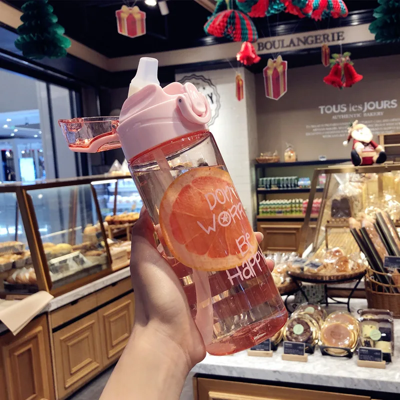 Портативная чашка для воды большая емкость с соломенной пластиковой чашкой