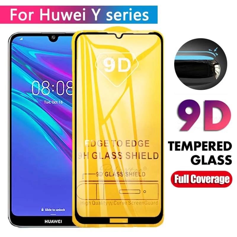 Защитное стекло 9D для Huawei Y5 Y6 Y7 Y9 prime pro 2019 полноэкранное закаленное hauwei Y 5 6 7 9
