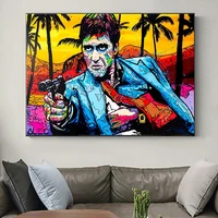 abstract figure graffiti street art portrait tony montana canvas paintings posters and prints wall art pictures for living room