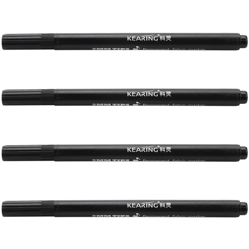

4 x Fabric Marker Pens Permanent Colors for DIY Textile Clothes T-Shirt Shoes Black