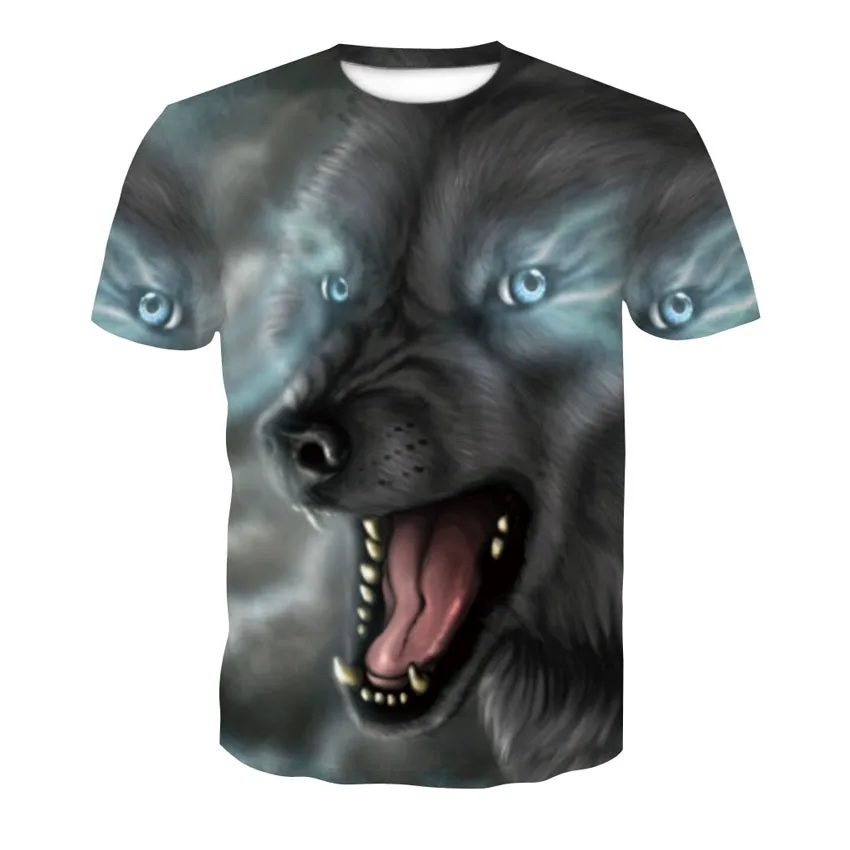 

2021 Summer New 3D T-Shirt Casual Short Sleeve O-Neck Top Fashion Harajuku sports breathable Wolf in the snow T-Shirts