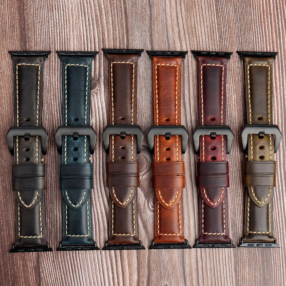 Аксессуары для часов MAIKES синий ремешок из натуральной кожи Apple Watch 38 мм 42 серия 1-3