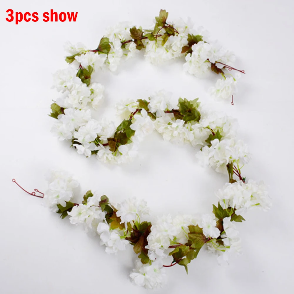 Высококачественные искусственные цветы Шелковый Цветок сакуры лоза Свадебный