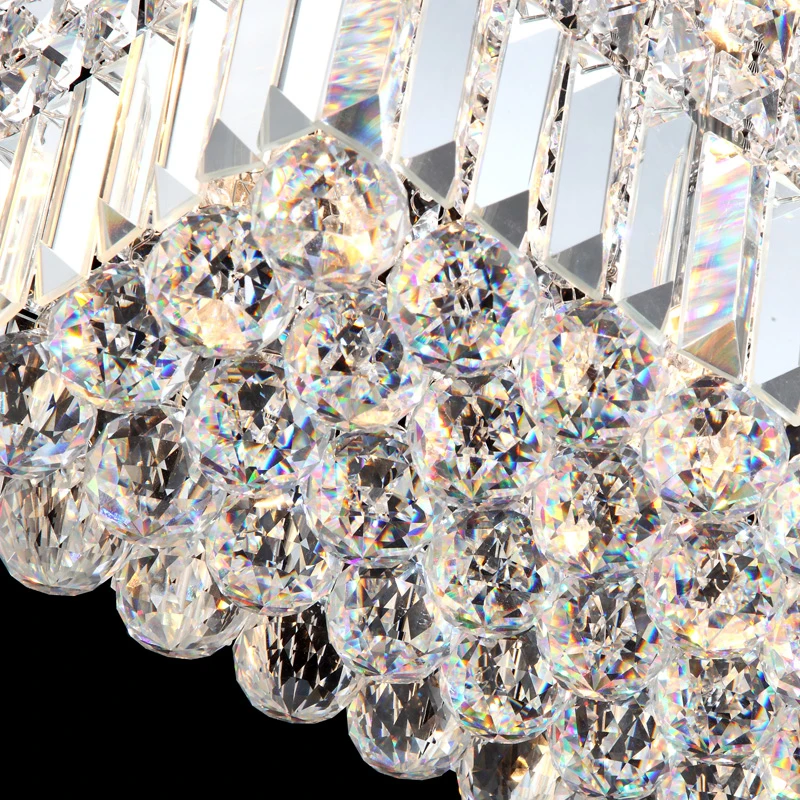 Lámpara colgante de araña de cristal Rectangular para sala de estar, luz LED moderna para comedor, decoración de restaurante