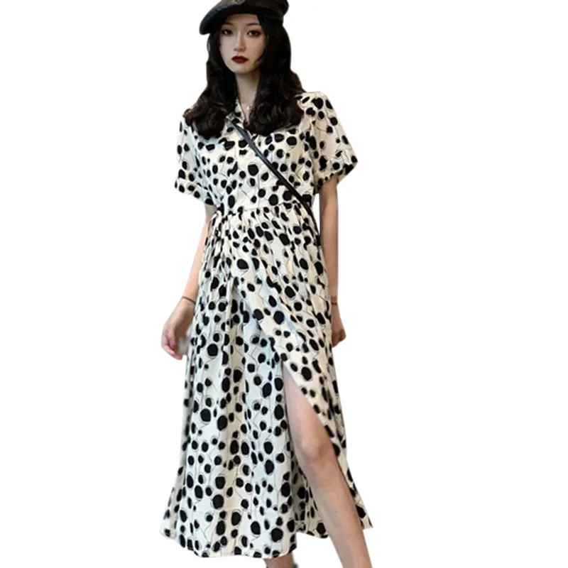 

DAXIN Women Chic Polka Dot Short-sleeved Dress High Waist Short Sleeve Summer Vintage Ladies Vestidos Femme vestido de mujer