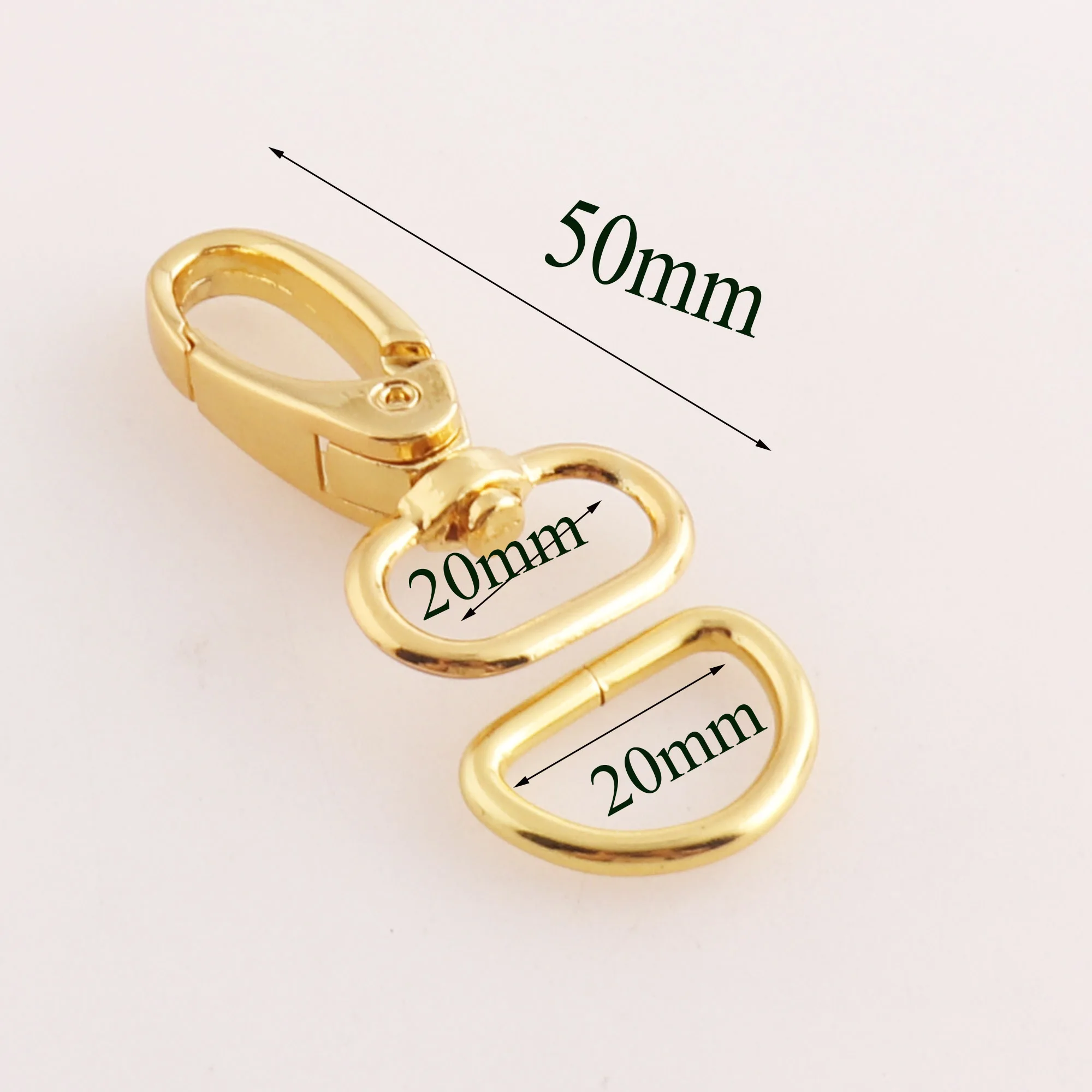 10 комплектов Поворотный замок-карабин застежками D кольца 20 мм золото застежка