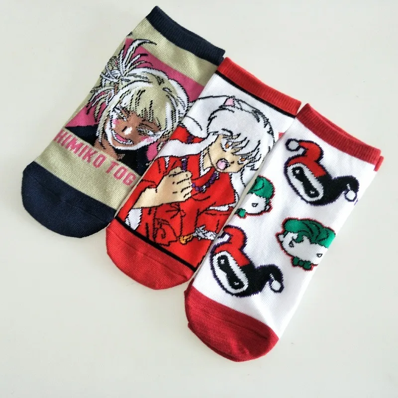 Носки женские Inuyasha носки Мультяшные аниме хлопковые забавные короткие