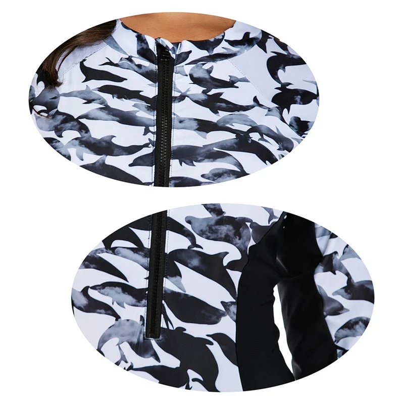 Женский слитный купальник для взрослых с длинным рукавом животный принт