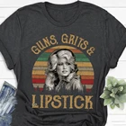Винтажная футболка с изображением оружия, девушек и губной помады, футболка Долли Партон, забавный подарок для мужчин, женщин, мужчин, футболки, уличная одежда в стиле Харадзюку