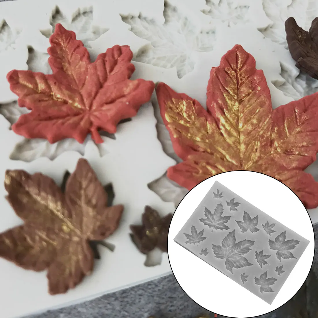 

1pc Tree / Maple Leaf Silicone mold Fondant Mold Cake Decorating Tools Chocolate Mold Baking Mold Pink/Grey