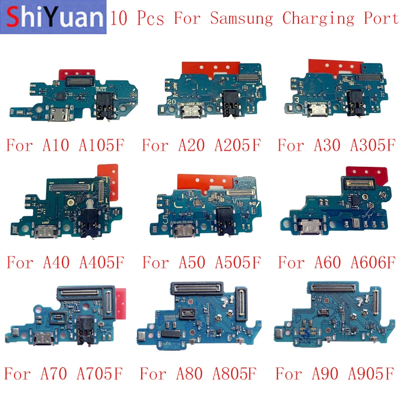 10Pcs/lot USB Charging Port Connector Board Parts Flex For Samsung A10 A20 A30 A40 A50 A60 A70 A80 A90  M10 M20 M30 M40 M30S