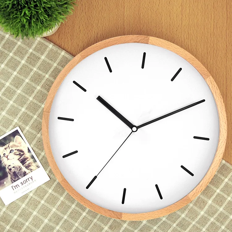 Direct sales new environmental protection wood grain wall clock beech fashion creative mute solid living room | Дом и сад