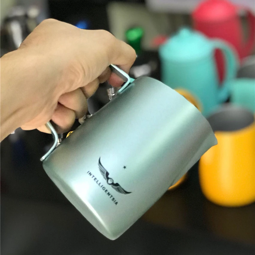 420/600 мл Тиффани зеленый кувшин для кофе молока Нержавеющая сталь вспенивания