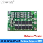 Защитная плата баланса литиевой батареи Turmera 3S 40A BMS 18650 21700 26650, 10,8 В 12,6 в для шуруповерта и использования фары