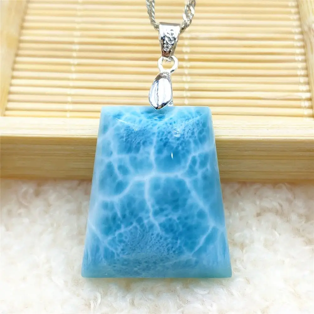 Подлинная натуральная синяя подвеска в виде ларимара женское прямоугольное