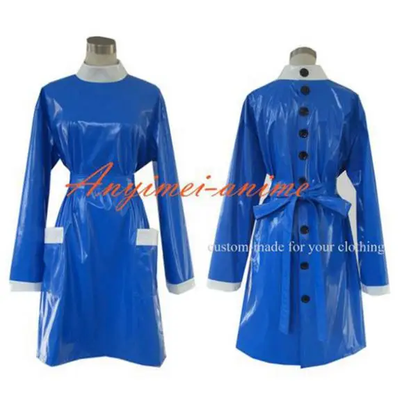 Женское платье из синего ПВХ для косплея индивидуальное [G245]| |