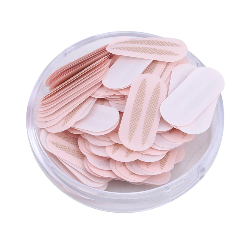 

150pcs Gauze Mesh Lace Invisible Double-fold Eyelid Sticker Transparent Invisible self-adhesive Light Pink Eyelid Tape Sticker