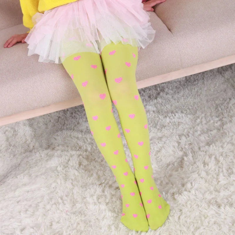 

Fashion Heart Printed Baby Legging Children Girls Candy Color Pantyhose Tights Velvet Stockings Socks AC889