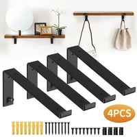 4 pcs hook shelf brackets with screws industrial 90 degree angle braces brackets wall mounted shelving bench table shelf holder