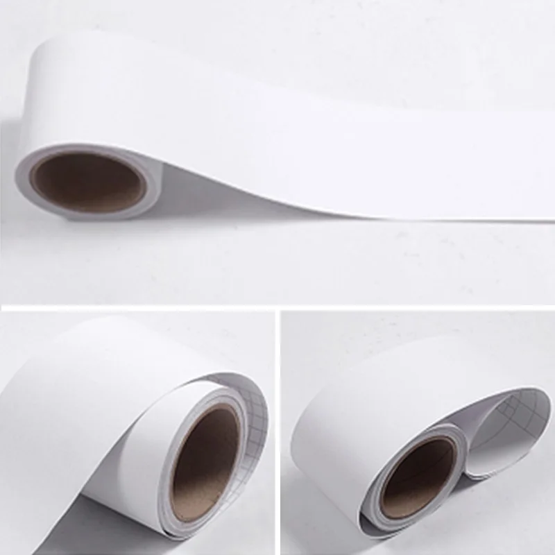 Matte White Простой пояс однотонного цвета линия самоклеющиеся обои граница пол коридор Декор для гостиной водонепроницаемые плинтусы наклейки на стену - Цвет: Matte White