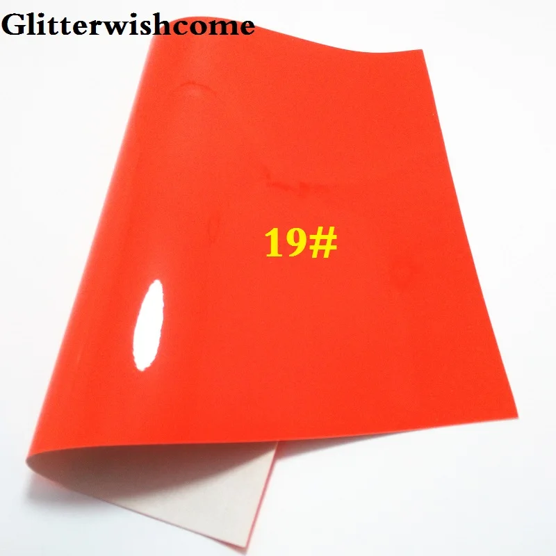 19 Glitterwishcome 30X134 см мини рулон синтетическая кожа, Флуо лакированная гладкая кожа, искусственная из искусственной кожи Ткань Винил для бантов, GM024 - Цвет: 19