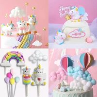 rainbow unicorn cake topper decor birthday cake baby shower party unicornio birthday cupcake topper decoative wedding cake decor