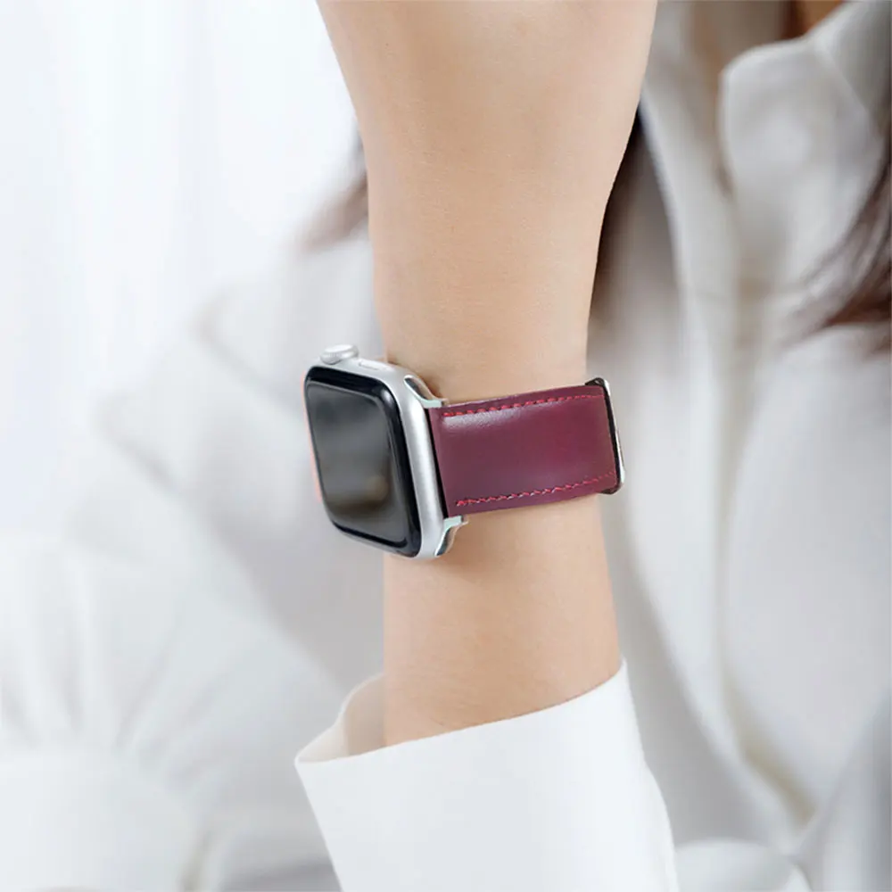 

Luxury genuine leather Strap For apple watch SE Band 40mm 44mm 38mm 42mm wrist watch band bracelet belt iwatch series 3 4 5 SE 6