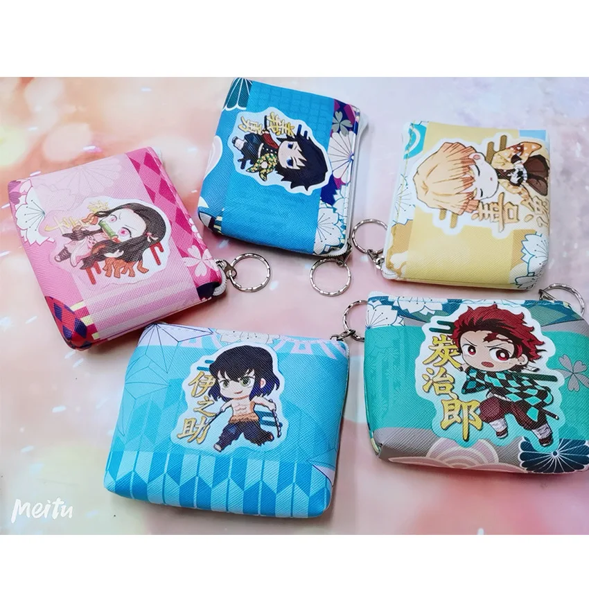 

Japanese Anime Demon Slayer Zipper PU Cartoon Keychain Coin Purse Mini Scattered Money Coin Storage Purse