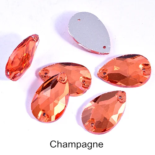 Champagne 6 размеров стеклянная Каплевидная форма пришить на Стразы Красочные пришивные камни с плоским основанием одежда для одежды Ювелирные изделия для одежды B1286 - Цвет: Champagne