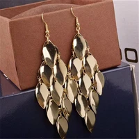 european and american foreign trade long metal fashion shiny water drop disc earrings simple temperament earrings female c0309