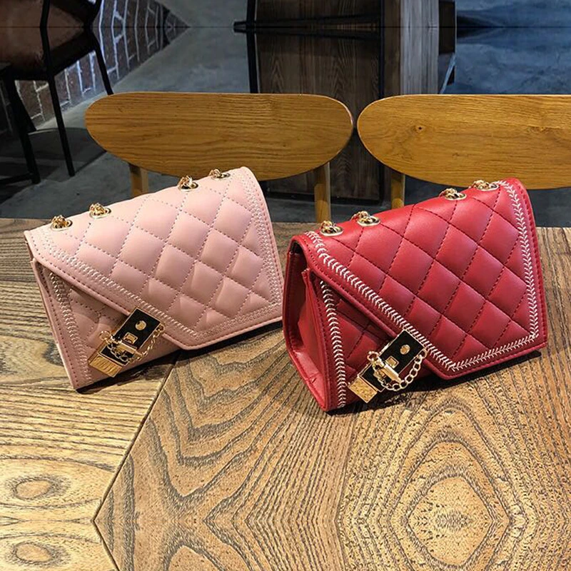 

2020 Small Messenger Chain Bag For Women Pu Leather Ladies Black Crossbody Bags Designer Luxury Woman Summer Shoulder