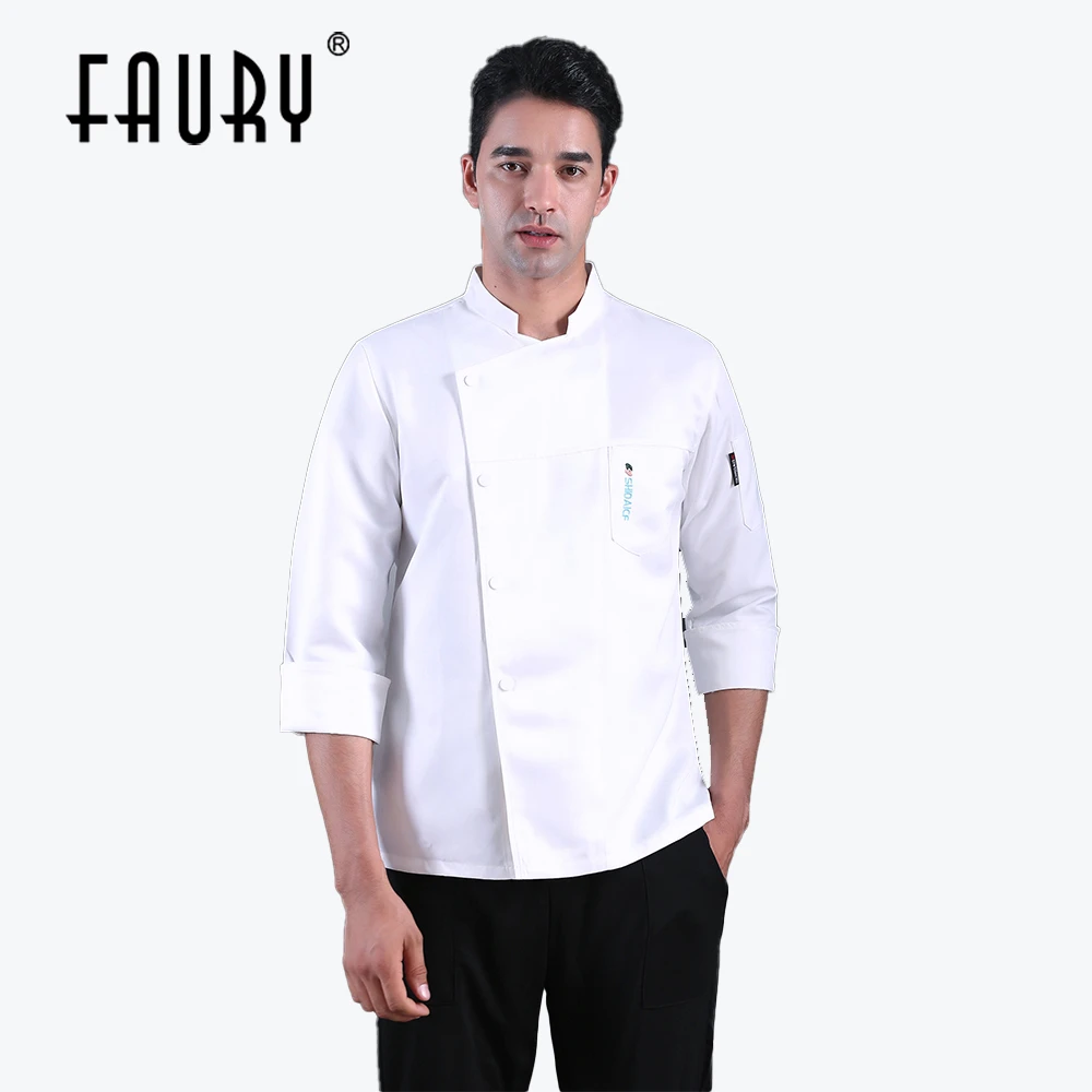 

Professional Head Chef Uniform Restaurant Kitchen Chef Jacket Food Service Tops Hat Apron Long Sleeve Waiter Cook Clothes