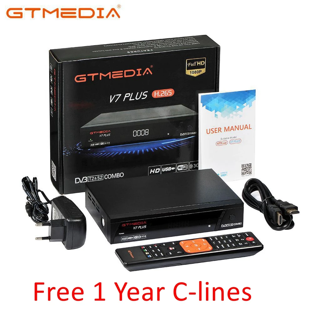Gtmedia V7 Plus спутниковый ресивер DVB-S2 DVB-T2 комбо рецептор поддержка H.265 PowerVu Biss CCCams Newcamd Youtube VS Freesat V8
