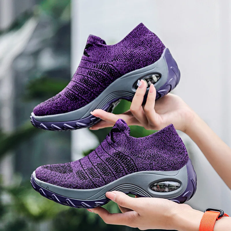 Spring Autumn Women Shoes Sneakers Old People Walking Knitted Female Casual Socks Shoes Big Size Ladies Comfortable Footwear