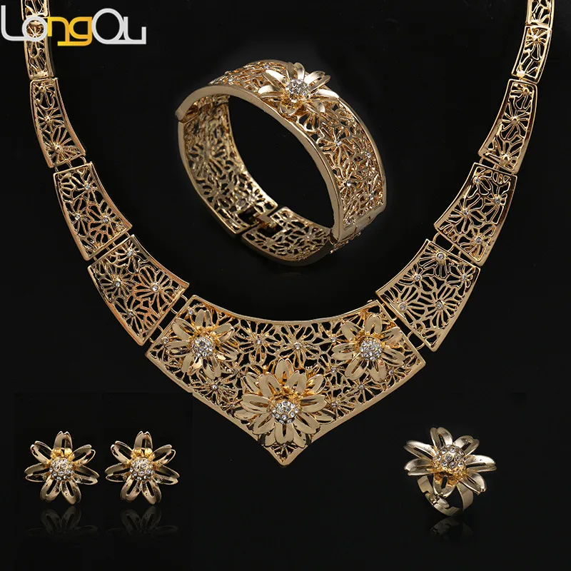 

Mode Dubai Vergoldet Rubin/Smaragd Kristall Schmuck-Set Nigerianischen Hochzeit Afrikanischen Perlen Ohrringe Halskette