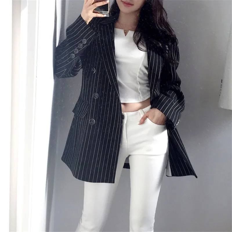 

2020 New Fashion Temperament Striped Women's British Style Casual Spring Autumn Suit Jacket
