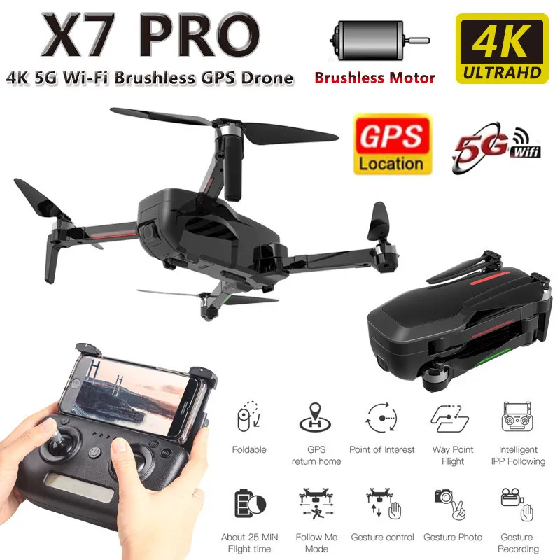

X7 4K Drones HD 120° Wide-angle Lens Camera 5G Wifi FPV GPS Drone Brushless Quadcopter Folding Drones 4k Drone With GPS