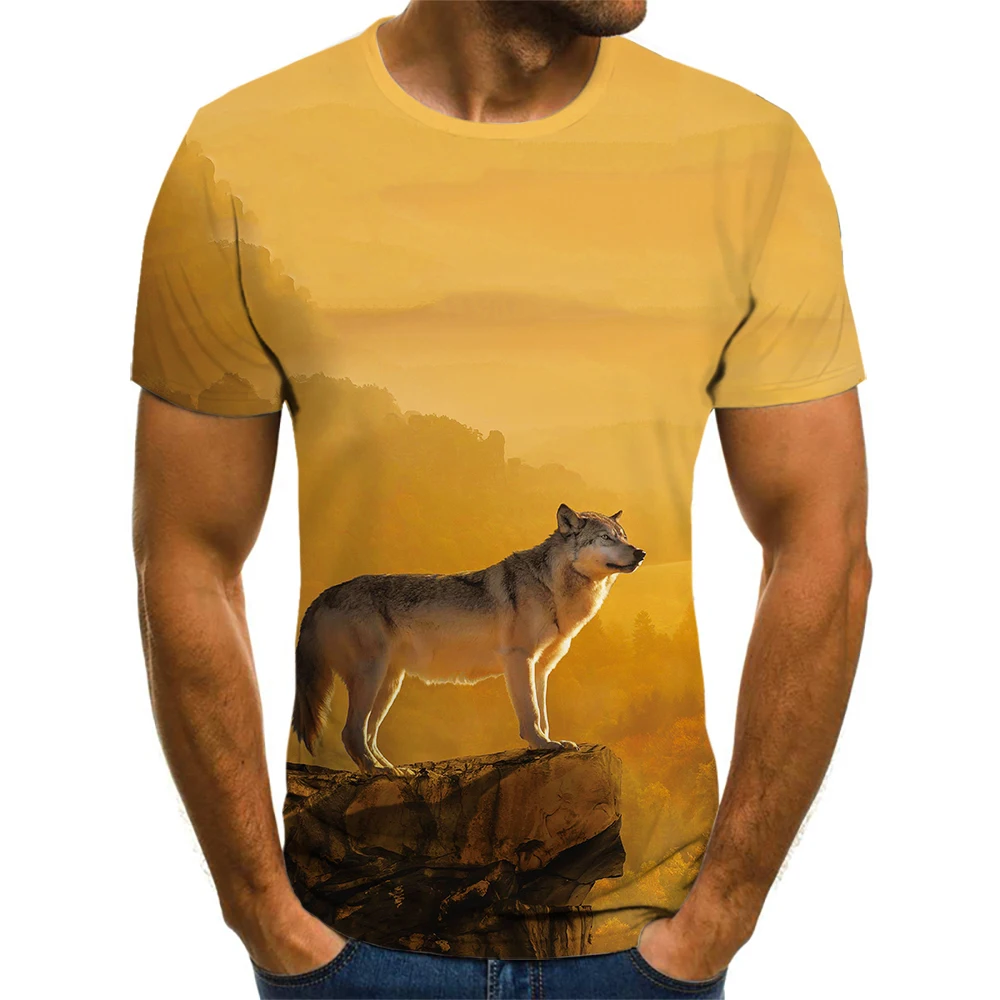 

Men's Fashion T-Shirt Latest Wolf 3D Printing Animal Handsome Men's t-Shirt Men's Round Neck Short Sleeve Summer Top T-Shirt