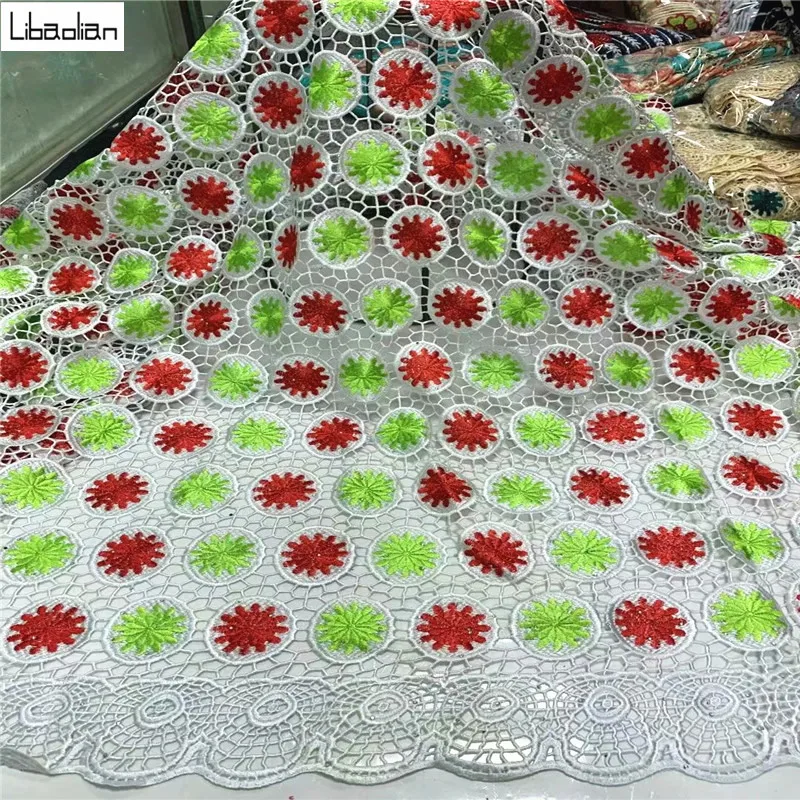 

Latest Guipure Cord Lace Embroiderey Orange French Net Lace Fabric High Quality Nigeria Lace Fabric For Wedding 5yards DW29-18