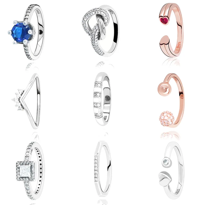 

Authentic 925 Sterling Silver Blue Sparkling Crown Rings for Women Anniversary Engagement Party Jewelry birthday gift