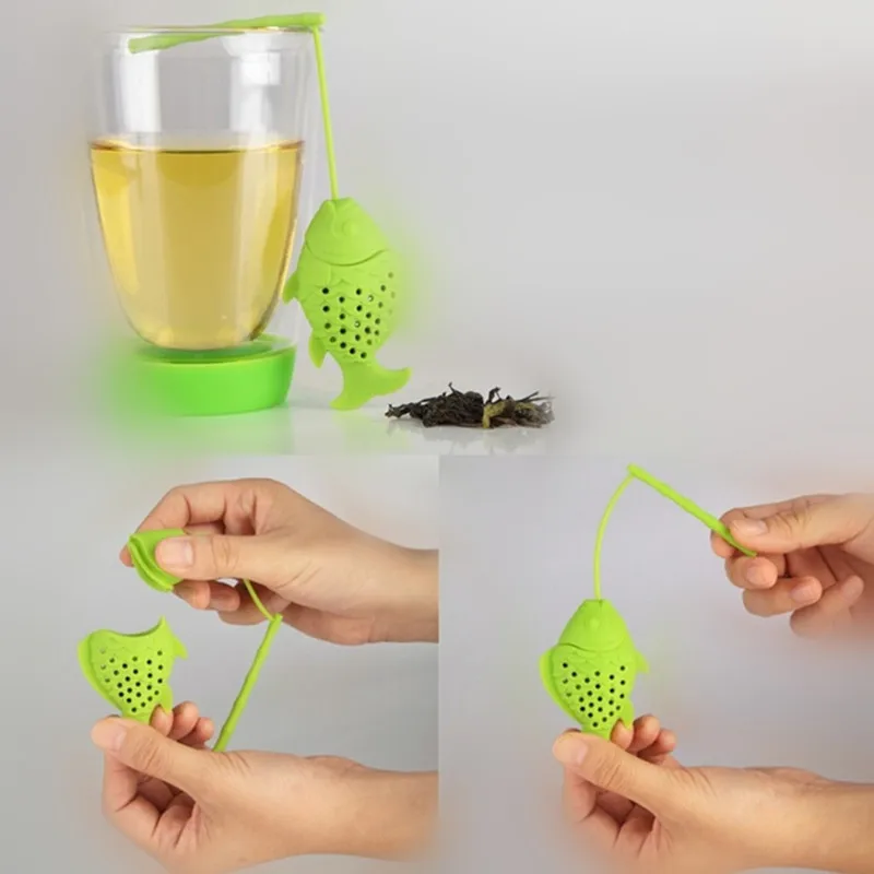 Cute Fish Tea Infuser Diffuser Food Grade Silicone Spice Herbal Strainer Loose Leaf Filter Shape Ball Accessories | Дом и сад