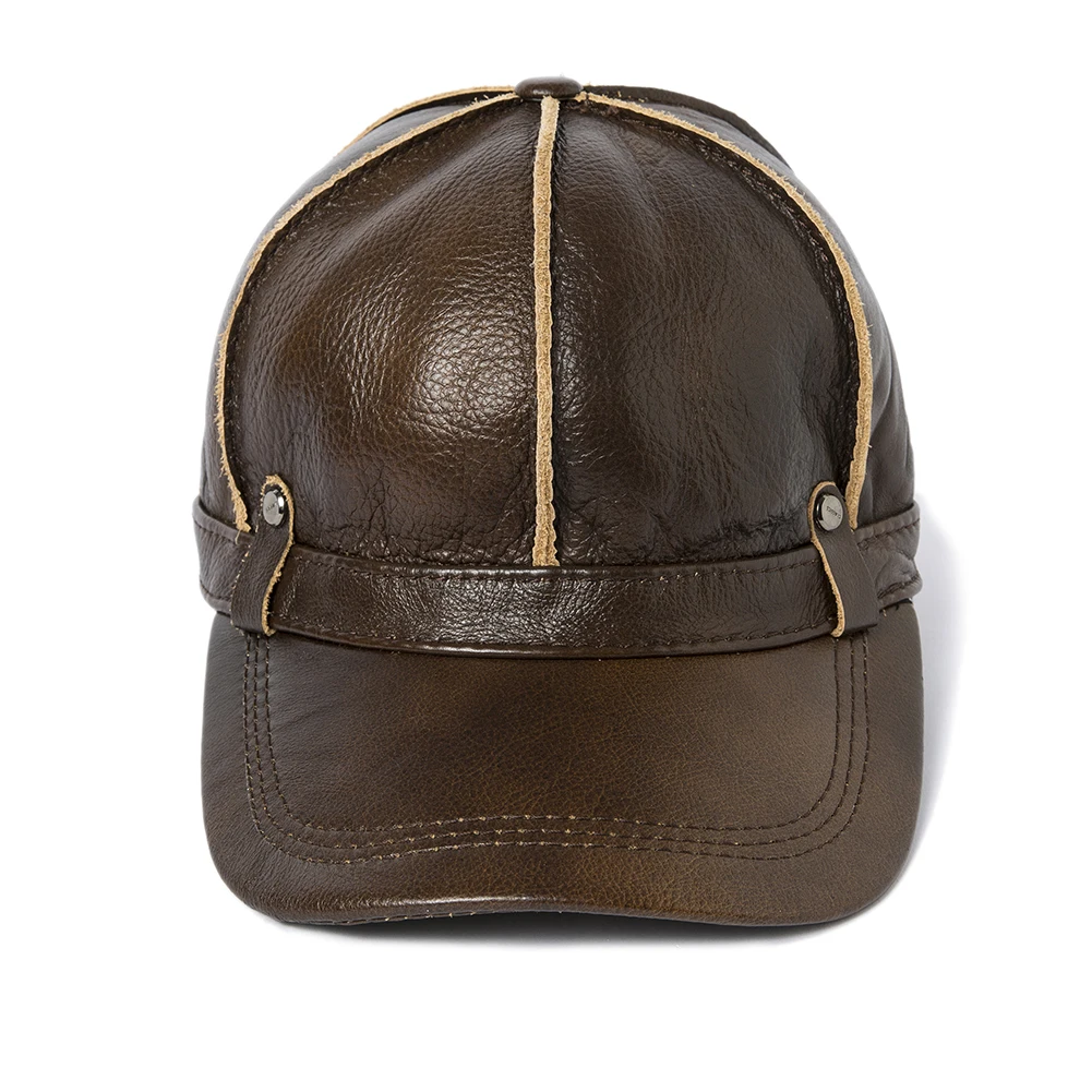 Бейсболка B52 мужская из натуральной кожи однотонная регулируемая бейсболка с