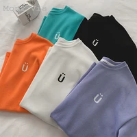 new trendy man t shirt u letter round collar half sleeve shirts for men loose korean style t shirt fashion casual male top tees