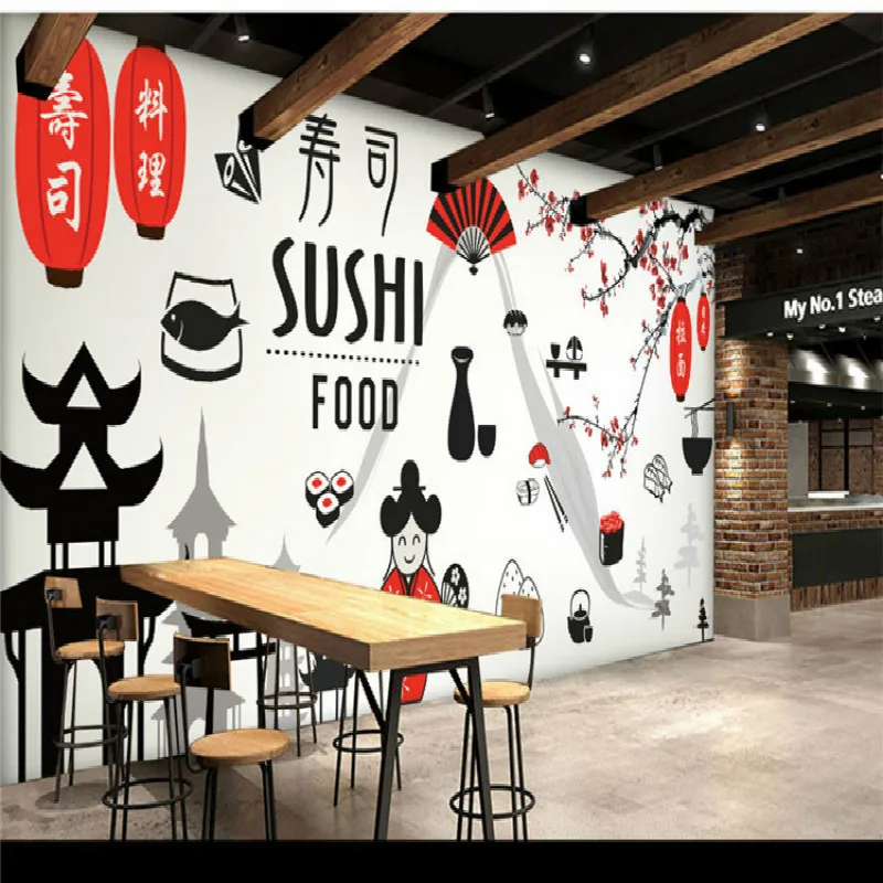 Custom 3D Japanese-style Cuisine Mural Wallpapers for Walls Sushi Restaurant Snack Bar Izakaya Large Wall Paper Covering | Обустройство