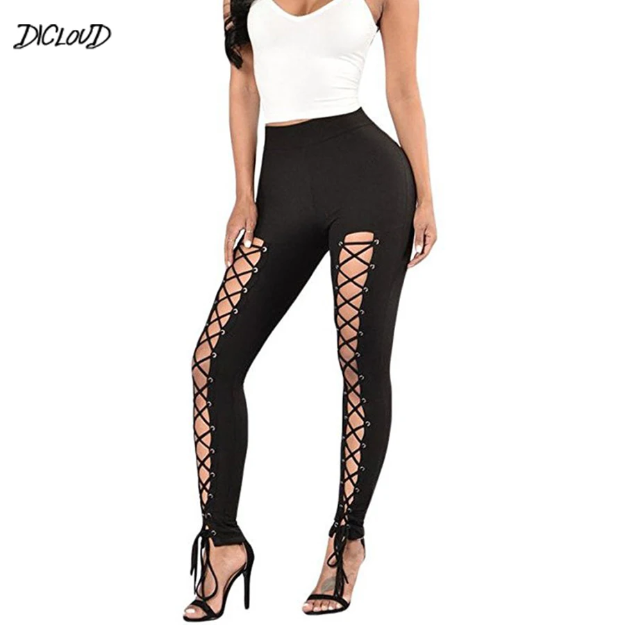Пикантные облегающие брюки DICLOUD женские модные черные на бретельках Женские